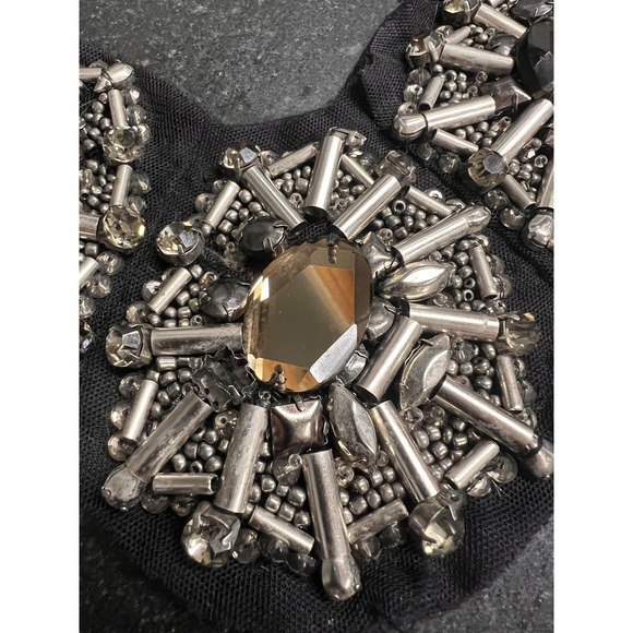 3.1 Phillip Lim Black Floral Crystal‎ & Silk Collar Necklace - Picture 3 of 7